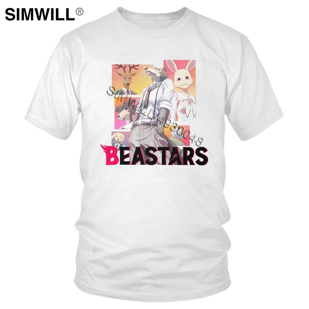 น่ารัก Anime Beastars T เสื้อผู้ชาย Casual Cotton Tshirt แขนสั้นสัตว์หมาป่า Legoshi เสื้อยืด Furry M