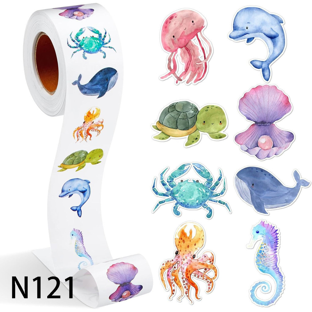 500สติ๊กเกอร์/ม้วนไดโนเสาร์สติ๊กเกอร์สัตว์ทะเลคนต่างด้าวของเล่นสติ๊กเกอร์ตกแต่งกล่องของขวัญกาวป้ายชุด - รูปที่ 3