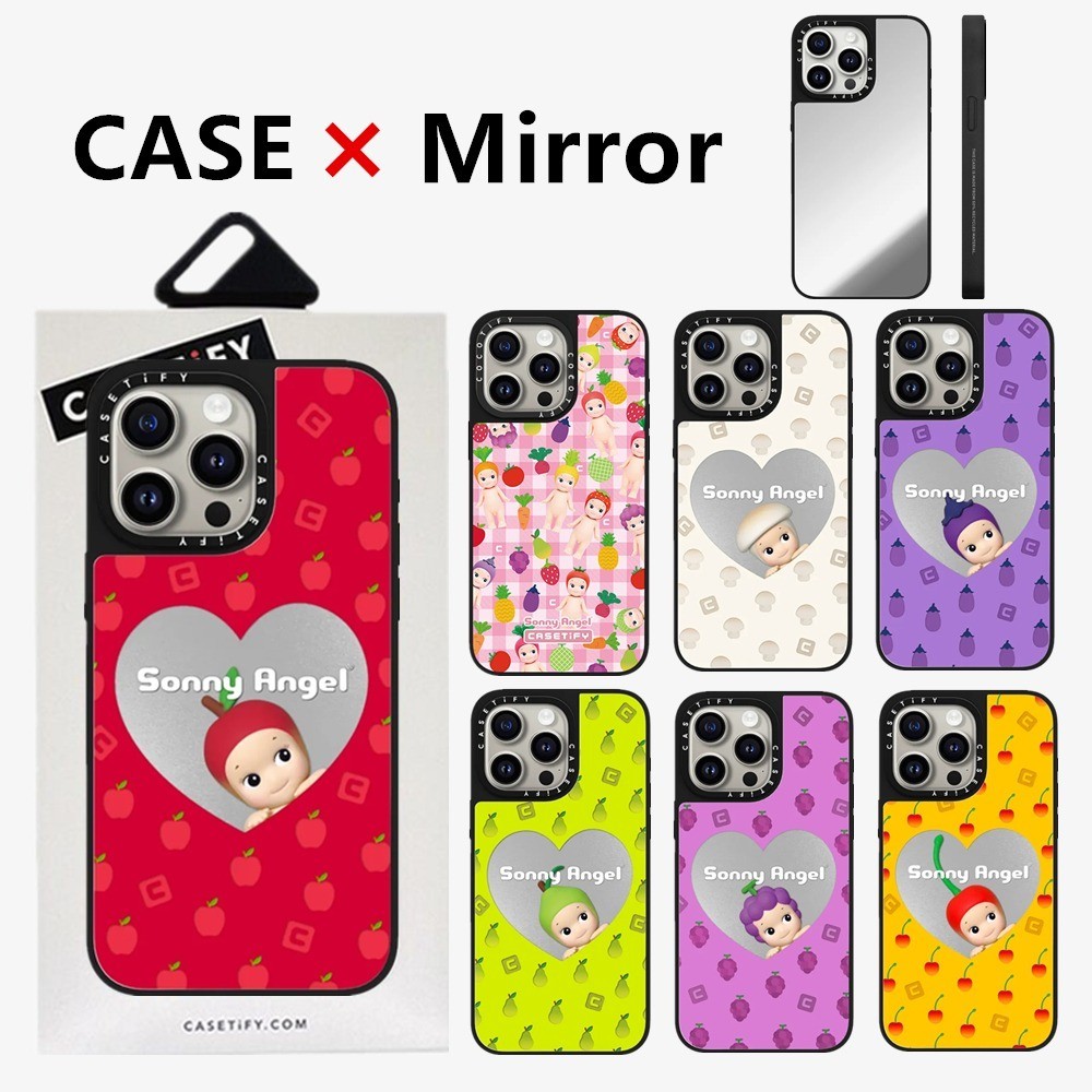 Casetifg น่ารัก Sonny Angel กระจกเคสโทรศัพท์พร้อมกล่องสําหรับ IPhone 15 11 12 13 14 Pro Max 14 15 Plus เคสกันกระแทกคุณภาพสูงปลอกนุ่มด้านข้างตัวอักษรแกะสลักป้องกันปกแข็ง