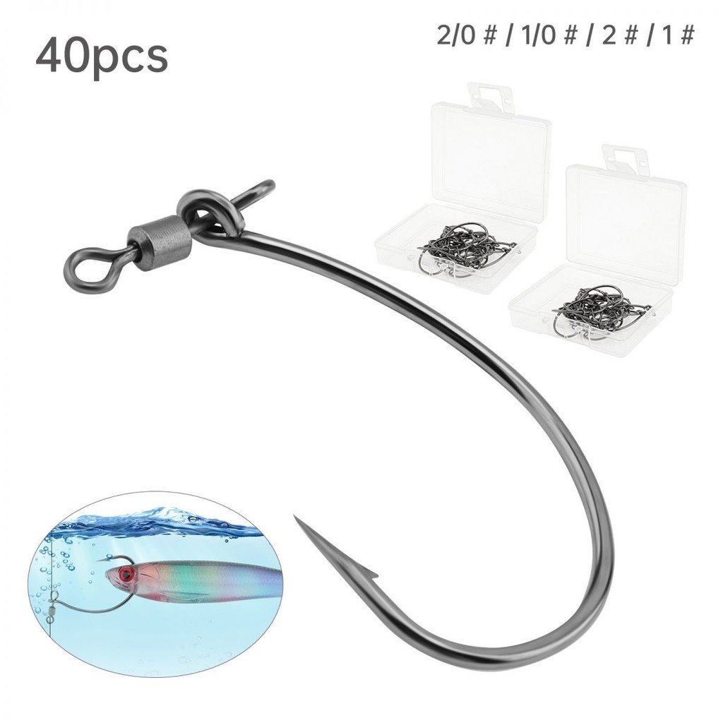 ตะขอตกปลา 2 # 1 # 1/0 # 2/0 # Drop Shot Rig Hook พร้อมกล่องสําหรับเบสตกปลาน้ําเค็มน้ําจืด