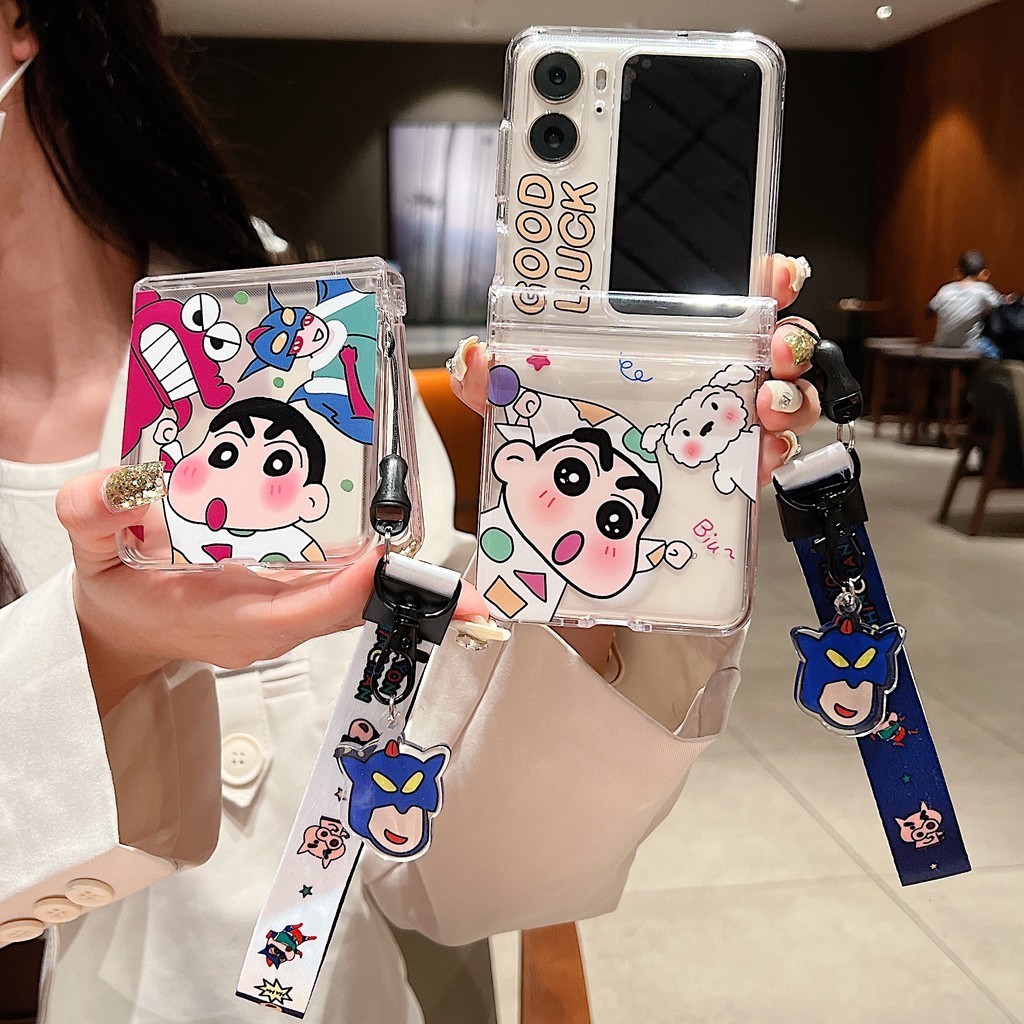 ขอให้โชคดี Xiaoxin TPU เคสโทรศัพท์แบบพับได้เข้ากันได้กับ OPPO Find N3 FLIP N2 FLIP ฝาหลังกันกระแทกปลอกพร้อมจี้