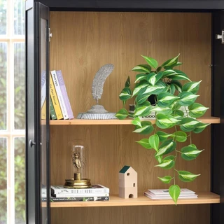 ไม้เลื้อยปีศาจประดิษฐ์ Golden Pothos ต้นไม้ปลอม,แขวนกระถางต้นไม้สําหรับลานบ้านผนังในร่มกลางแจ้งตกแต่ง (H 26in)