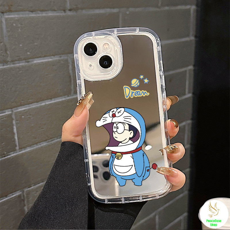 COD-ในไทย เคส น่ารัโดราเอมอน ชุดตุ๊กตาแต่งตัว สำหรับ iPhone 7 8 X 11 12 13 14 15กระจกถุงลมนิรภัยเปลือก นคู่รัก