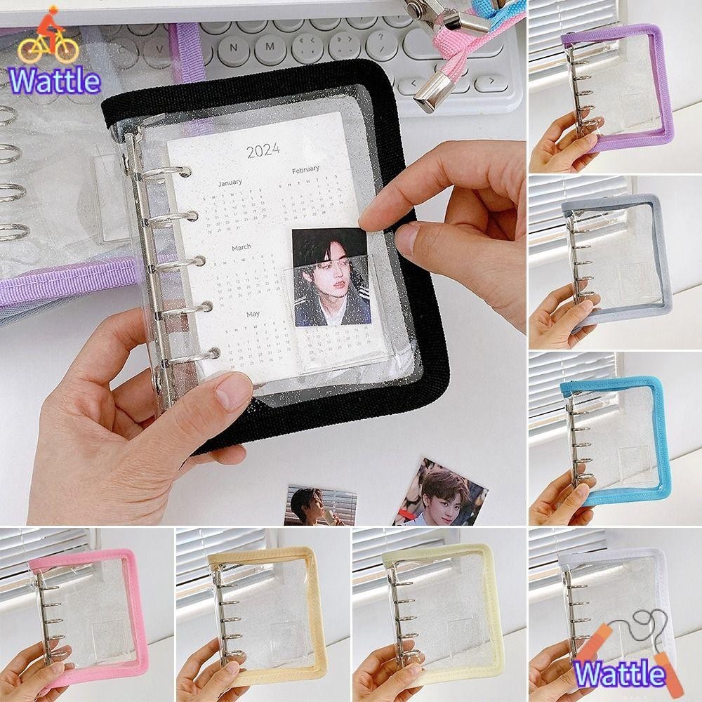 อัลบั้มภาพ WATTLE, ซิปปกโน๊ตบุ๊คแบบหลวม, แบบพกพา 5 หลุม Pvc รวบรวมหนังสือ Photocard Binder Girl