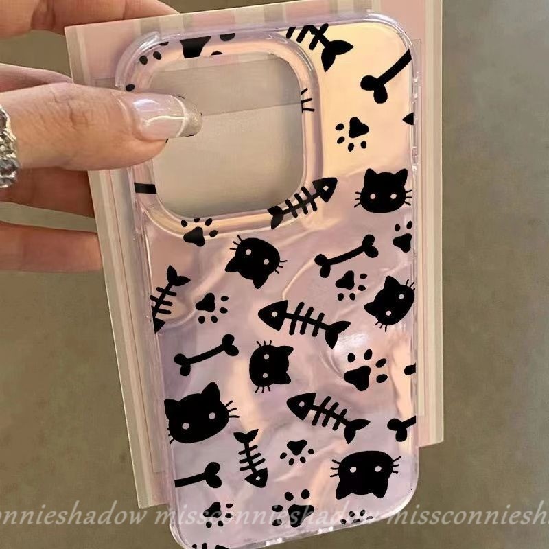 การ์ตูนลูกแมวปลากระดูกสําหรับredmi 13C 9C 12 12C 13 10C 10A 10 9A 9T A2 A3 9 A1 หมายเหตุ 13 12 11 10 9 8 11s 10s Pro Max Poco C61 C65 X6 M3 หรูหราระลอกเลียนแบบ เคสสร้อยข้อมือ