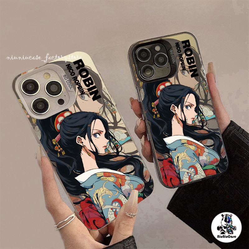 เคสโทรศัพท์ ไอโฟน 11 7 โลหะชุบโลหะด้วยไฟฟ้า For iPhone 11 12 13 14 15 Pro Max XR X XS 7 8 Plus SE เคส Cartoon One Piece