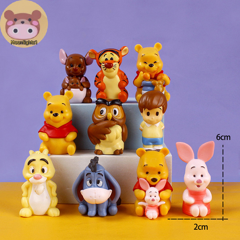 Moonlights1 10 ชิ้นดิสนีย์อะนิเมะรูป Winnie The Pooh Tigger Piglet วันเกิดเค้กตกแต่ง EN