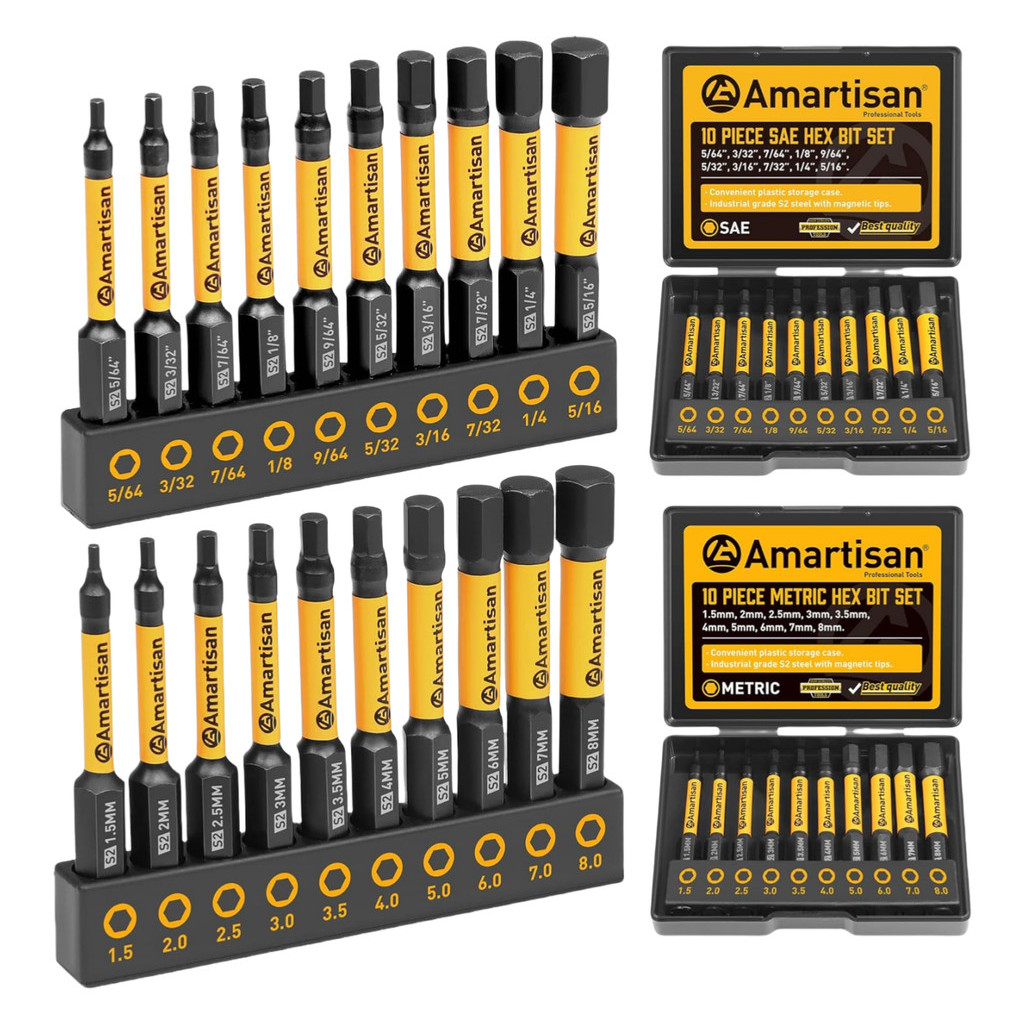 Hex Head Allen ประแจเจาะชุด Bit เมตริกและ SAE Allen Bits ชุด S2 ไขควงหกเหลี่ยม Bit