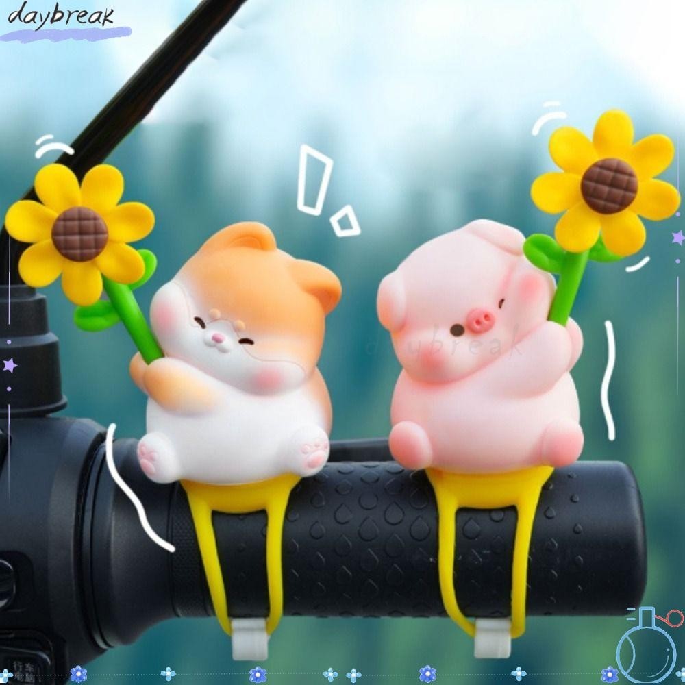 Daybreak ลมยางหักจักรยาน, Capibara น่ารักหมูน้อยสีชมพูสัตว์ตุ๊กตา Windmill ตกแต่ง, ตกแต่งรถจักรยานยนต์ตลกการ์ตูน Capibara จักรยาน Handlebars เครื่องประดับ
