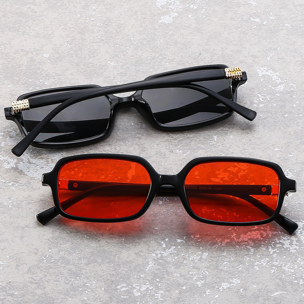 W68264 PC กรอบสี่เหลี่ยมผืนผ้า Unisex ผู้ชายผู้หญิงเกาหลีสาแนวโน้ม Retro แว่นตากันแดดป้องกันแสงแดด