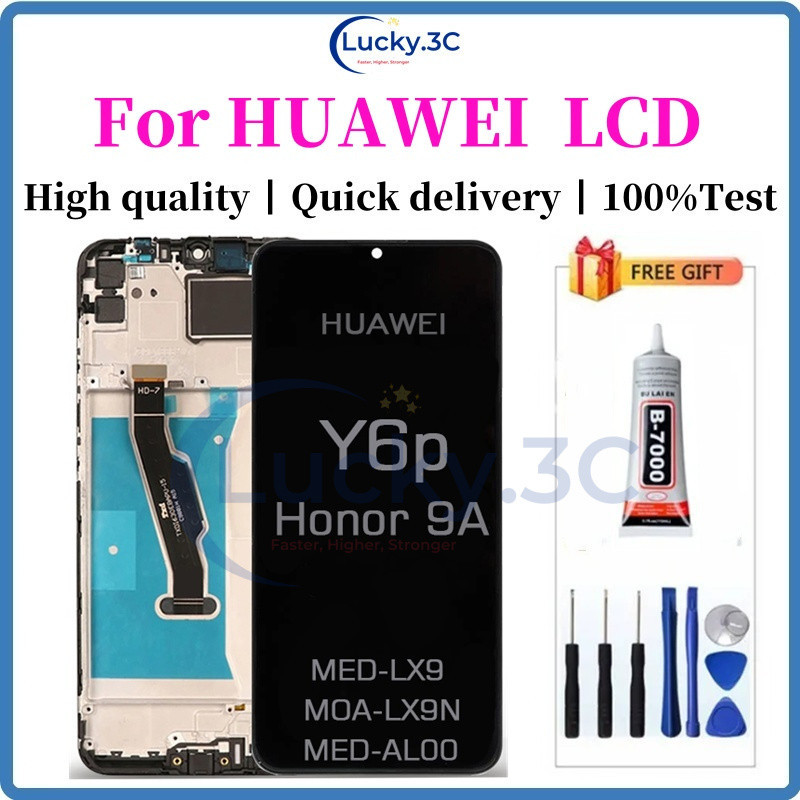 สําหรับHUAWEI Y6P HONOR 9A Play 9A Enjoy 10e MED-LX9 LCDหน้าจอสัมผัสพร้อมกรอบ
