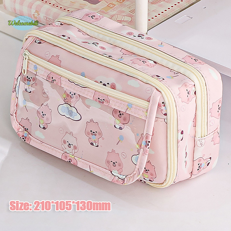 [Welcomebili] Girls NEW Large-capacity Pencil Case For Primary School Students Anime Cartoon Pink Loopy Pencil Case NEW