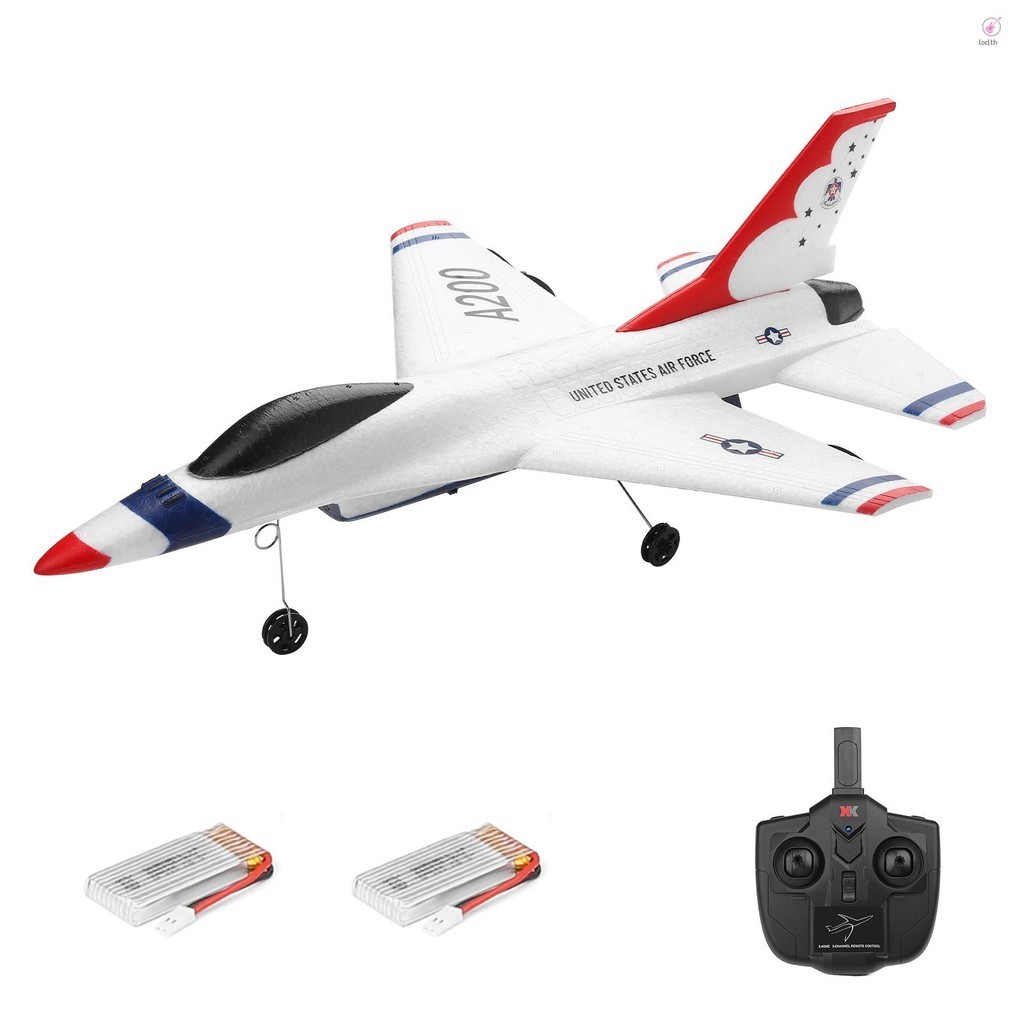 Wltoys XK A200 F-16B RC เครื่องบิน 2.4GHz 2CH RC เครื่องบินเที่ยวบินของเล่นเด็กเด็ก 2 แบตเตอรี่