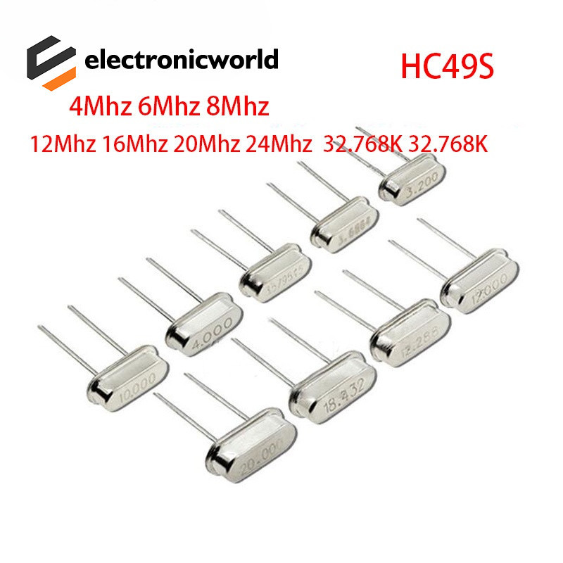 10 ชิ้นคริสตัล Oscilator HC49S ควอตซ์คริสตัล Resonator Passive Oscilator 4Mhz 6Mhz 8Mhz 12Mhz 16Mhz 20Mhz 24Mhz 32.768K 32.768K
