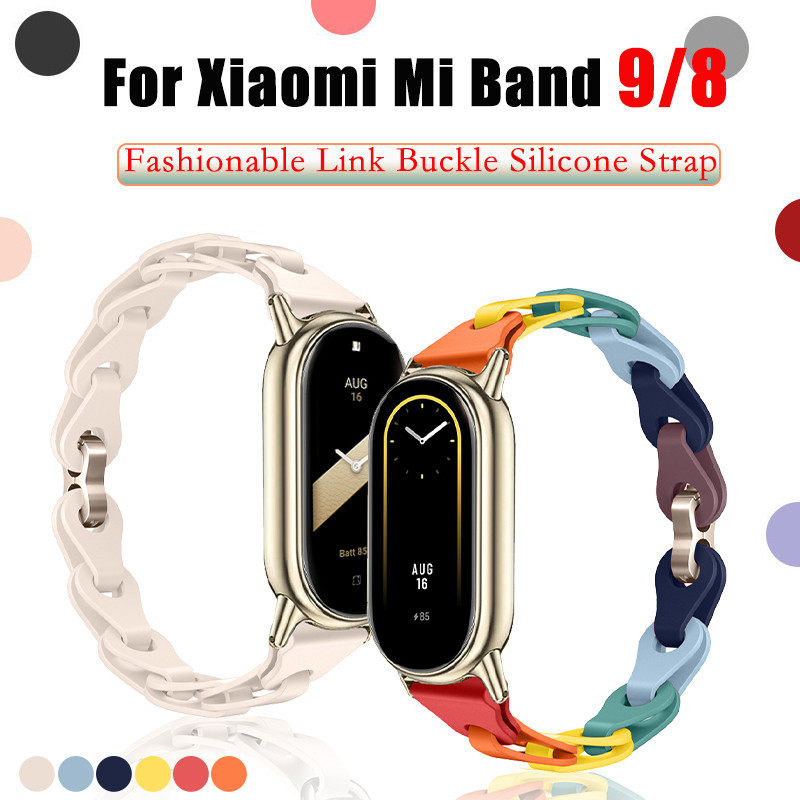 สายซิลิโคนแฟชั่นสําหรับ Xiaomi Band 10 9 8 Repalcement สร้อยข้อมือสายนาฬิกาอัจฉริยะบน Xiaomi Mi band9 Mi10 สายรัดสําหรับสาวชายนาฬิกาอุปกรณ์เสริม