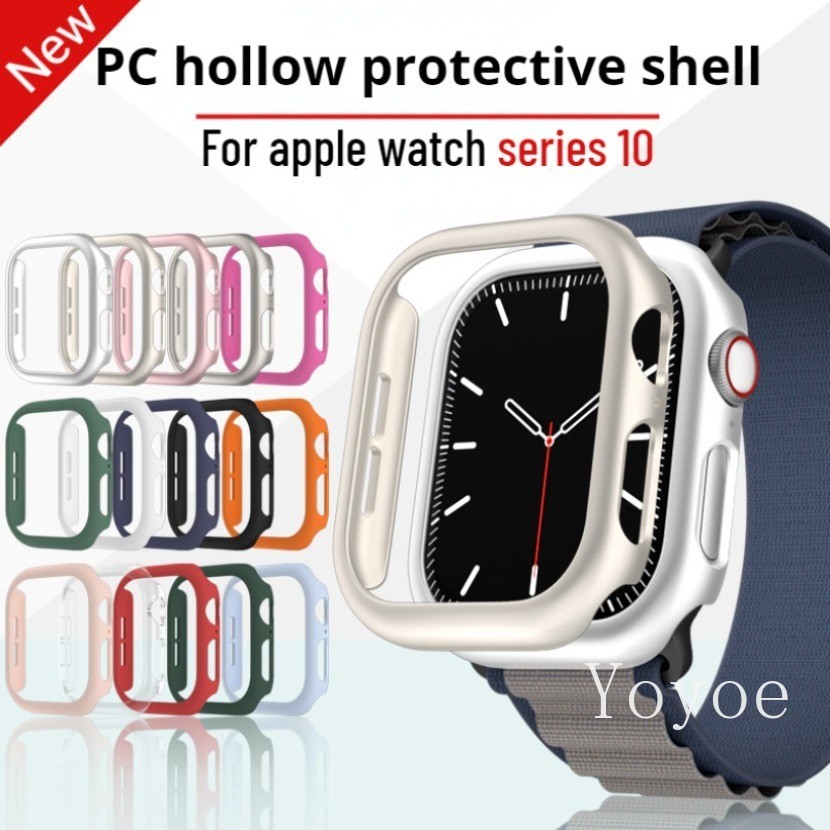 สําหรับ Apple Watch Series10 42 มม.46 มม.Ultra2 49 มม.45 มม.44 มม.40 มม.อุปกรณ์เสริม PC กันกระแทกกันชนไม่มีกระจกสําหรับ iwatch S9 8 7 6 SE 4 3