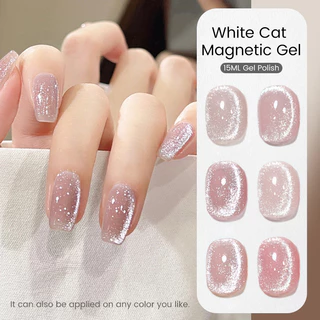 【Local】UR SUGAR Super Shine แมวสีขาวเจลแม่เหล็ก Soak Off UV เจลแก้วแม่เหล็กเจลเคลือบเงากึ่งถาวร UV Gel 15ml