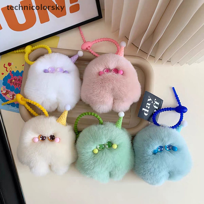 Technicolorsky น่ารักเลียนแบบนากกระต่ายผมไอศกรีม Clumsy จี้พวงกุญแจรถกระเป๋าอุปกรณ์เสริมของขวัญ TSY