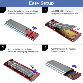กล่องหุ้ม SSD M.2 10Gbps NVMe SATA ใช้ได้กับอะแดปเตอร์ NGFF NVMe PCIe SATA กล่องหุ้ม M.2 พร้อมเครื่องอ่านอะแดปเตอร์ USB C 3.1 Gen 2 ฟรี พร้อมสาย A-C