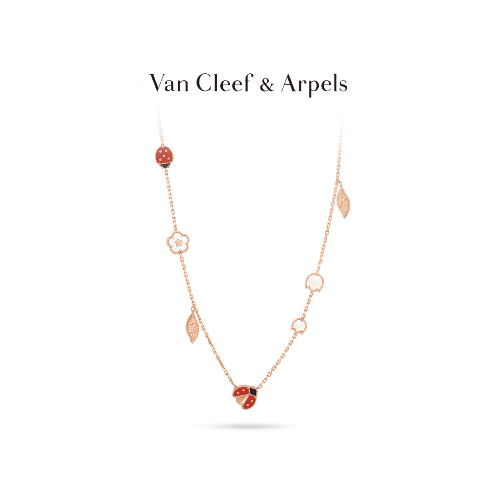 [พร้อมกล่อง] Van Cleef & Arpels/Vca Lucky Spring Rose Gold สร้อยคอยาววันแม่ [คลังสินค้าพร้อม]