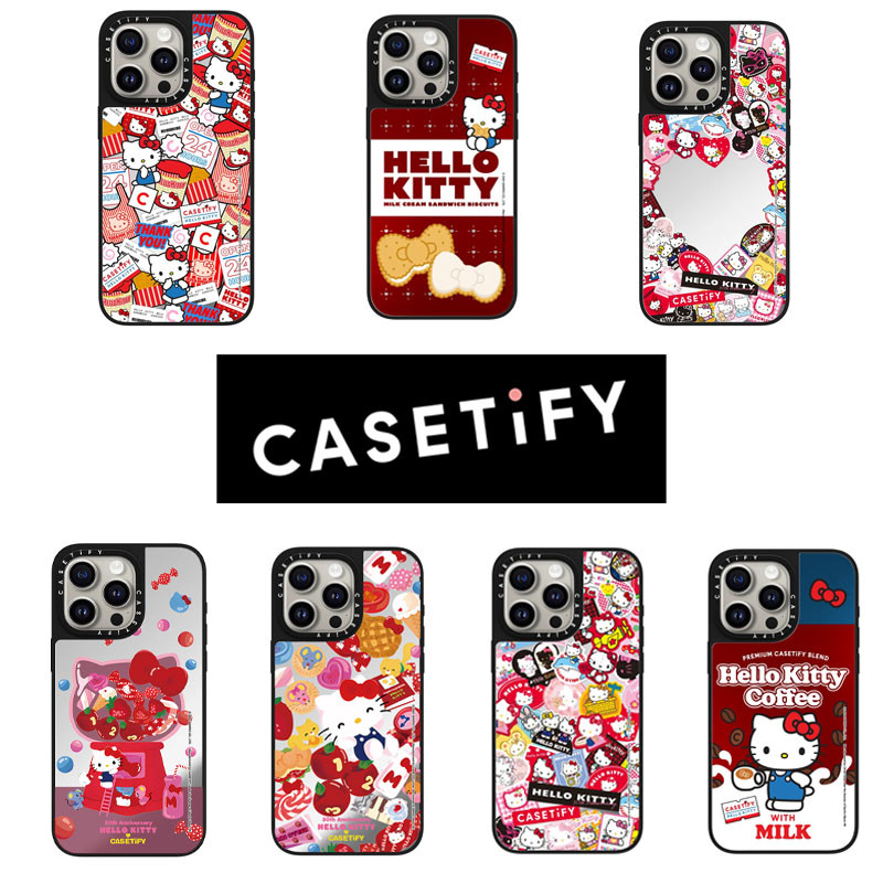 Hello Kittycasetify กระจกสําหรับ iPhone 15 Pro Max 14 13 12 11 TPU ตัวอักษรด้านข้างกันกระแทกกลับ INS สไตล์ฝาครอบโทรศัพท์