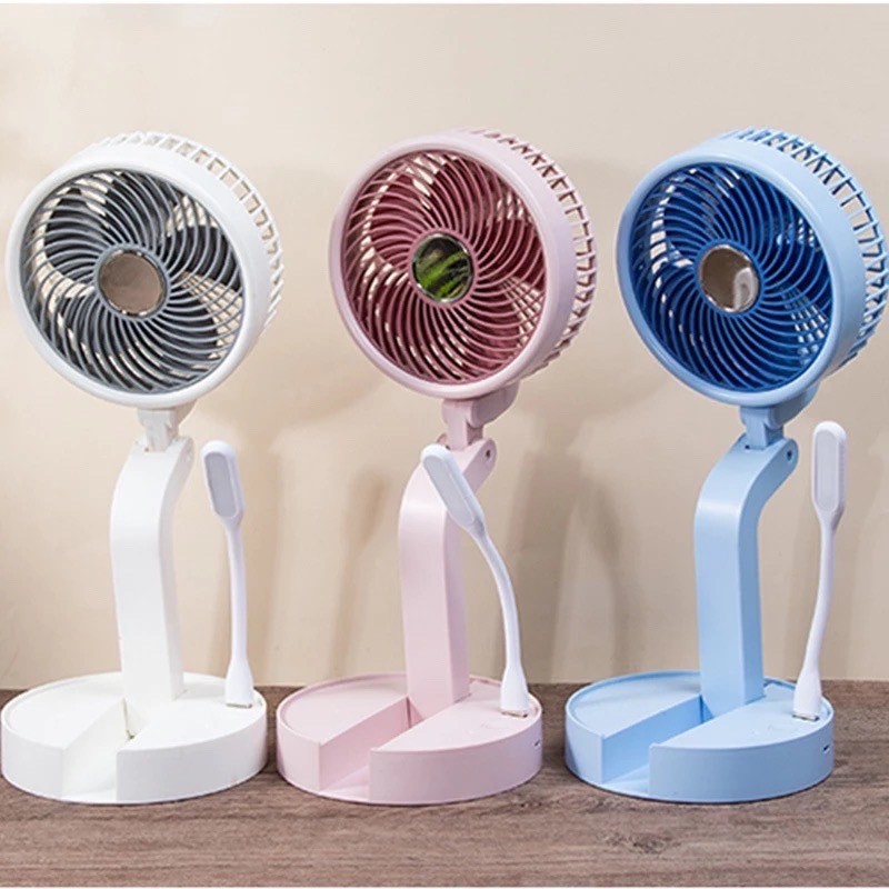 TSM-F211 พัดลม พัดลมตั้งโต๊ะ พร้อมโคมไฟ LED พับเก็บได้ ชาร์จ USB ความแรงลม 3 ระดับ 2.5 วัตต์