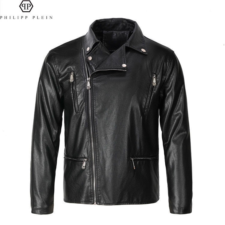 Philipp Plein Mens Jacket เสื้อแจ็คเก็ตหนังนักบิน 6982