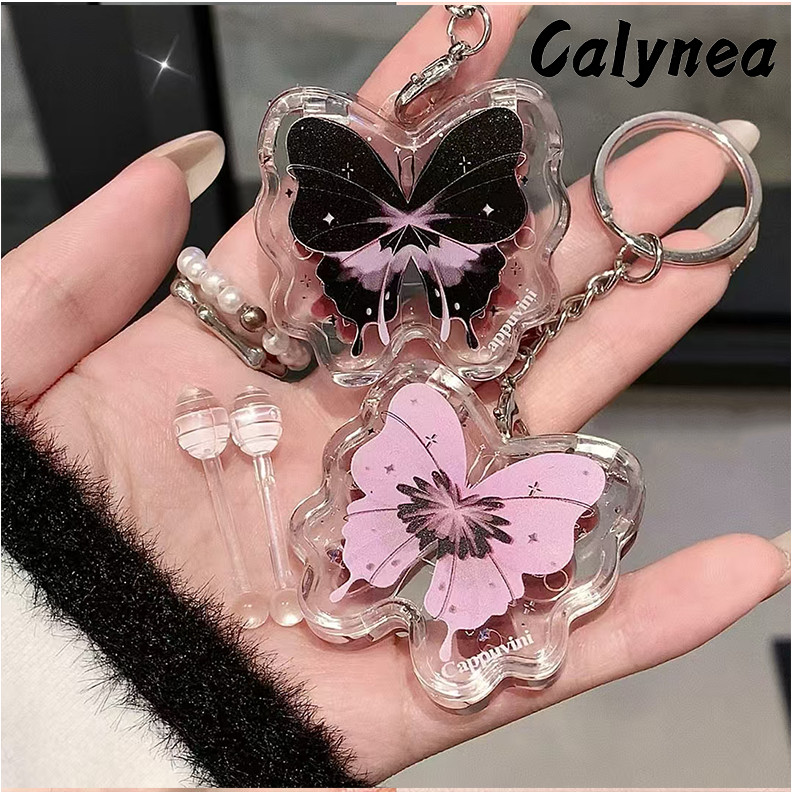 CALYNEA น่ารัก ลิปกลอสให้ความชุ่มชื้นยาวนาน กันน้ําจางเส้นริมฝีปากลิปสติกเครื่องสํา ธรรมชาติ ผีเสื้อพวงกุญแจลิปบาล์ม