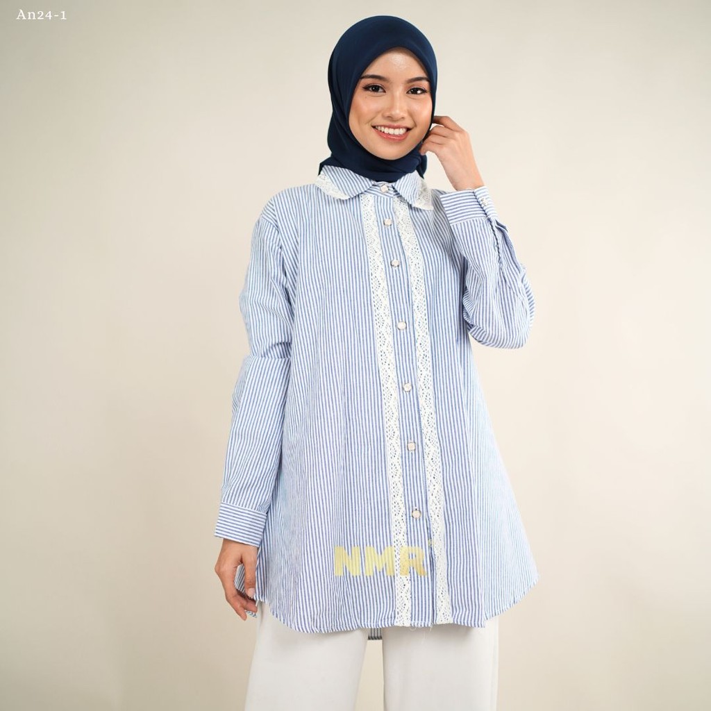 KEMEJA NMR ZZaraa AN24 เสื้อเชิ้ตผ้าฝ้าย (คอปกเสื้อ)