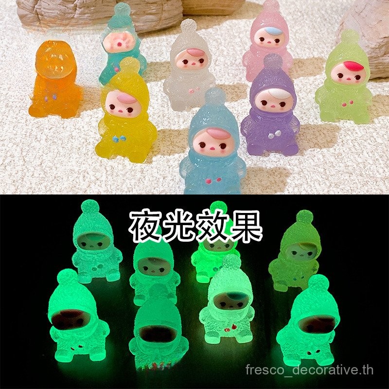 ตุ๊กตาสุ่มเรซินเรืองแสงตุ๊กตาตุ๊กตาเรซิน DIY เรซิน3D DIY เรืองแสง หมวกเรืองแสงสาว