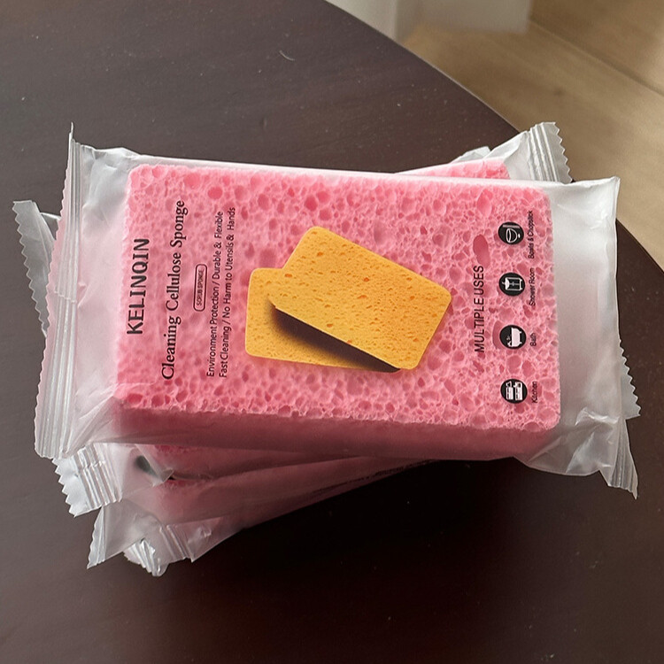 HERA ฟองน้ําล้างจานสีชมพู แผ่นใยขัด ฟองน้ําทําความสะอาดห้องครัว Pink Dish Washing Sponge