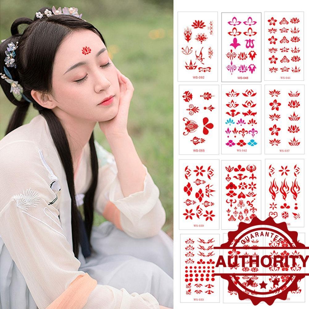 สไตล์จีนชั่วคราว Tattoo สติกเกอร์สําหรับผู้หญิงกันน้ํา Tattoos คอแขนขา Body Art Diy F6z5