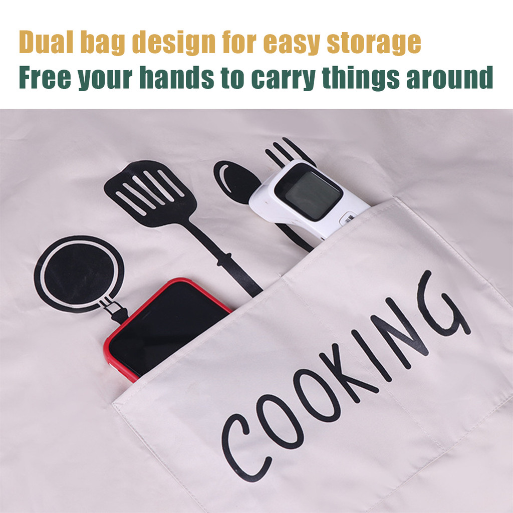 ผ้ากันเปื้อน pvc กันน้ํา กันน้ำมัน ผ้ากันเปื้อนทำอาหาร กาแฟ สไตส์เกาหลีมินิมอล สามสีให้เลือก - รูปที่ 3