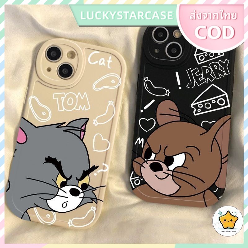 Cat and Mouse ลายการ์ตูน สําหรับ iPhone 11 13 15 14 12 Pro Max  X XR XS MAX 7 8 14 15 Plus SE เคส เคสโทรศัพท์กันกระแทก