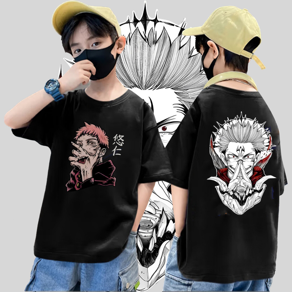 💘💘💘 เสื้อยืดเด็ก เสื้อยืด Anime Jujutsu Kaisen T-shirt Funny Manga Ryomen Sukuna Cosplay  100-150
