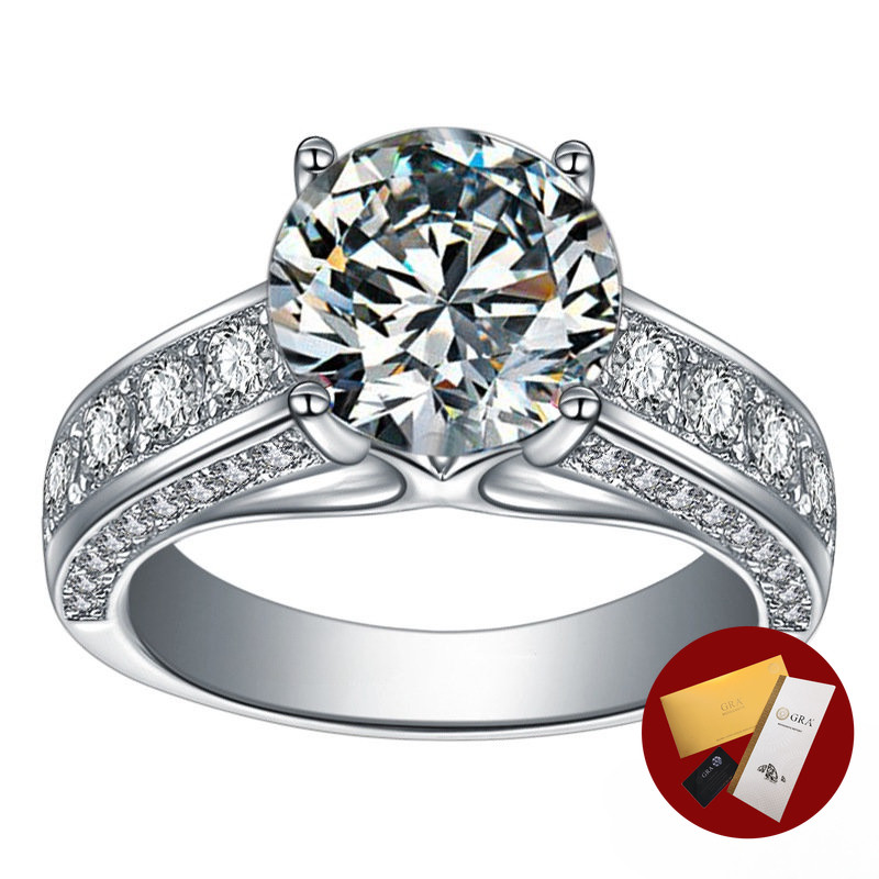 (พร้อมใบรับรอง Gra)แหวน Moissanite คลาสสิกแหวนเพชรประกายหรูหราเครื่องประดับ Fine