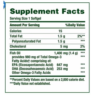 [Exp:01/2028] 👉 Nature's Bounty Fish Oil 1400 mg 🔥 จำนวน 130 เม็ด
