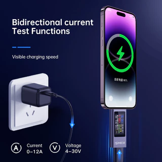 Aideepen KWS-2301C/KWS-2303C/KWS-2302C Multi-function จอแสดงผลดิจิตอลแรงดันไฟฟ้าแอมป์มิเตอร์ Power Meter Type-c โทรศัพท์มือถือชาร์จเครื่องทดสอบ DC 4-30V 0-12A