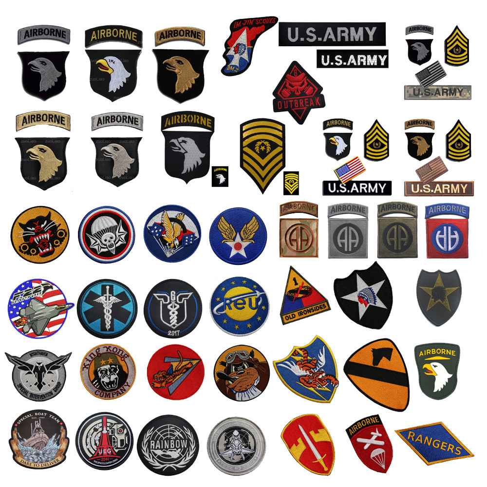 กระเป๋ากลางแจ้งป้ายสติกเกอร์อเมริกัน 82 Airborne Master AA Armband 101 Airborne Master ผ้าสะท้อนแสง Velcro Armband Epaulet ป้ายสติกเกอร์