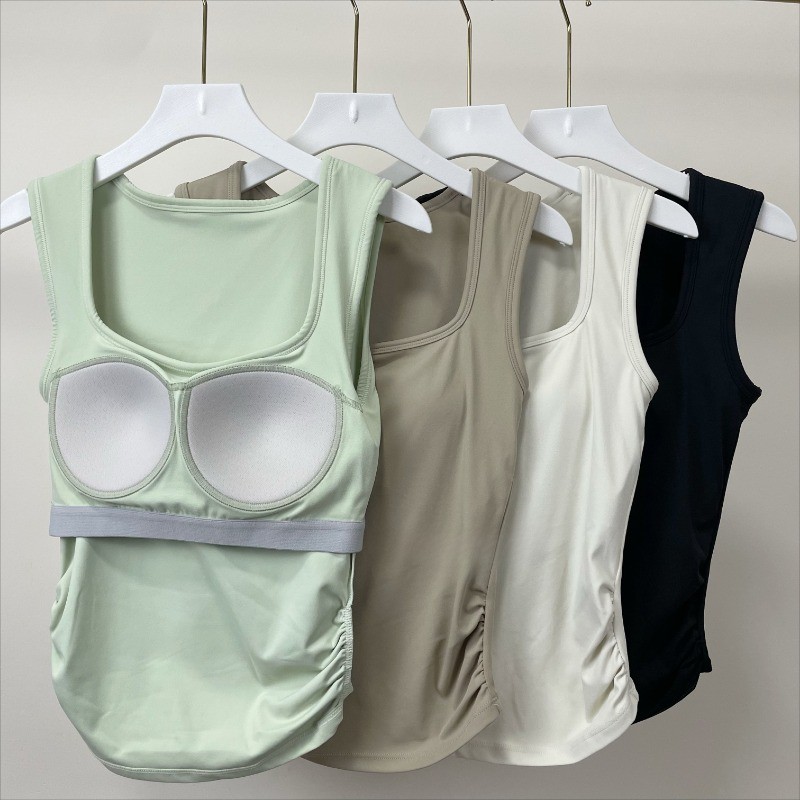 MAGIEYOGA(เบาะคงที่) สปอร์ตบราแฟชั่นปกหน้าอกด้านข้าง Bra โยคะฟิตเนส