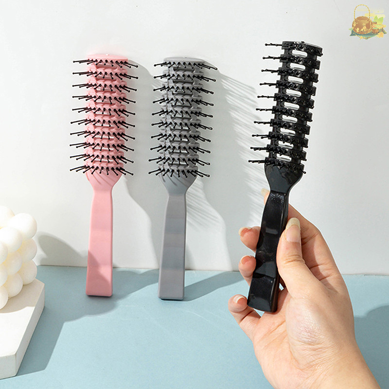 [OU] ผู้ชายพลาสติก Vent แปรงผม Anti-static หวี Hairdressing Salon ตัดผม Curly Hair Care วิกผมเครื่องมือจัดแต่งทรงผมหวีแปรงเครื่องมือนวด TH