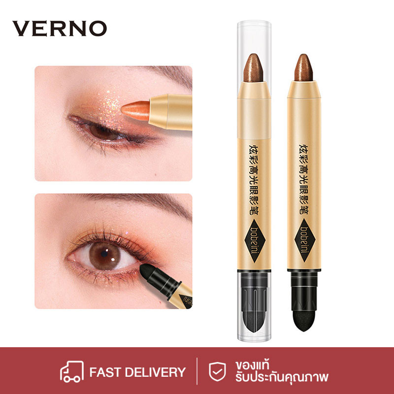 VERNO-Beauty Shop ปากกาอายแชโดว์แผ่นกันน้ำเหงื่อไม่ย้อมสีอายแชโดว์สองหัว แผ่นอายแชโดว์สำหรับผู้เริ่มต้น อายแชโดว์สองหัว