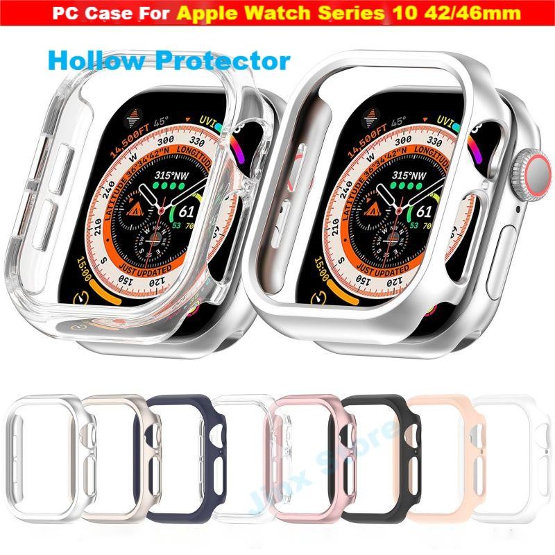 หรูหรา PC Hollow สําหรับ Apple Watch Series 10 42 มม.46 มม.Samrt สายนาฬิกากันชนฝาครอบป้องกันสําหรับ 