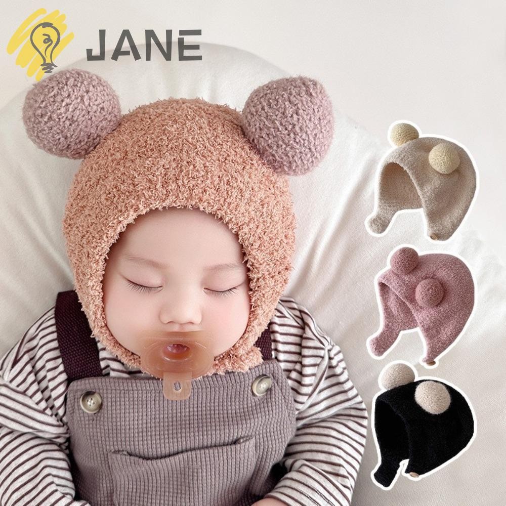 Jane หมวกไหมพรมเด็ก, หมวกบีนนี่กันลมอุ่น, พร้อมบอลทารกแรกเกิด Bonnet