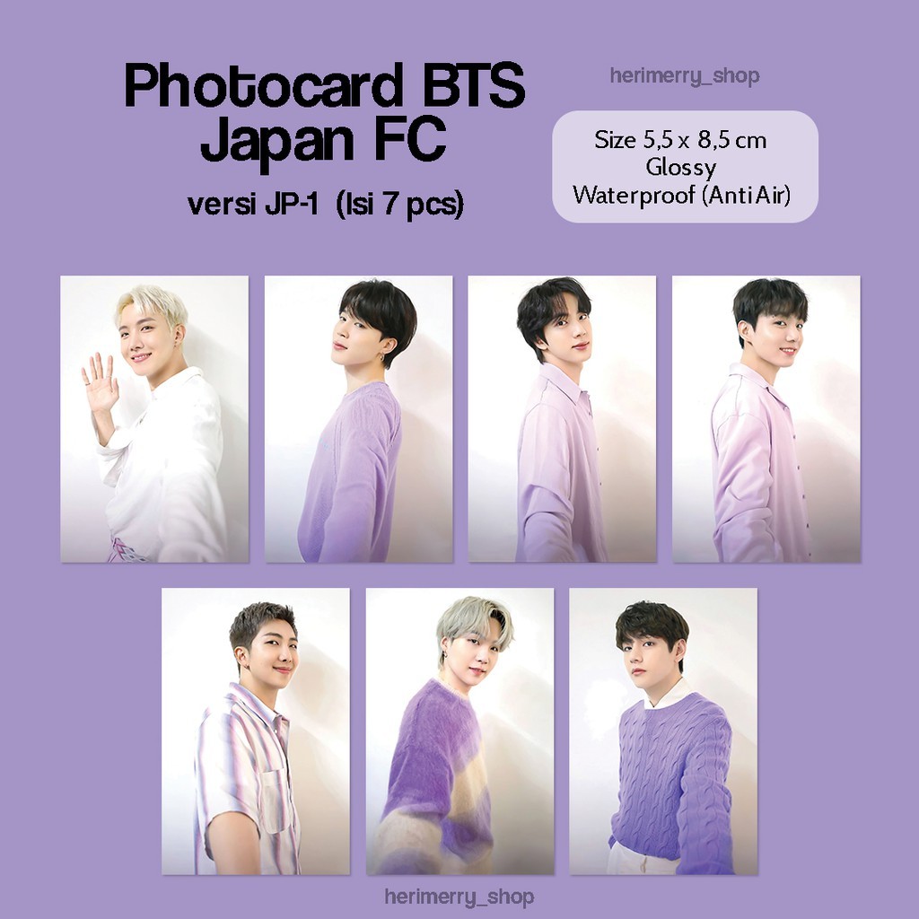 Set 7 Photocards BTS Japan FC Member - การ์ดมุมโค้งมน Unofficial - เคลือบด้าน 2 ด้าน - พิมพ์คมชัด