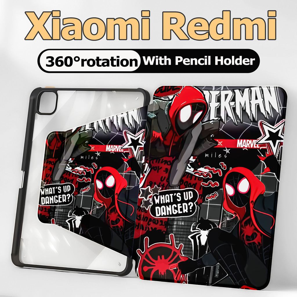 【พร้อมส่ง】เคสแท็บเล็ต Xiaomi/Redmi สําหรับ เสี่ยวมี่ แพด 7 6 5 Xiaomi Pad 6 5 Pro 11" เคส Redmi SE 11 and Redmi Pad 10.61/pad pro12.1 360° หมุนได้ เคอsริลิค ฝาbพับ Spider-Man เคส Xiaomi