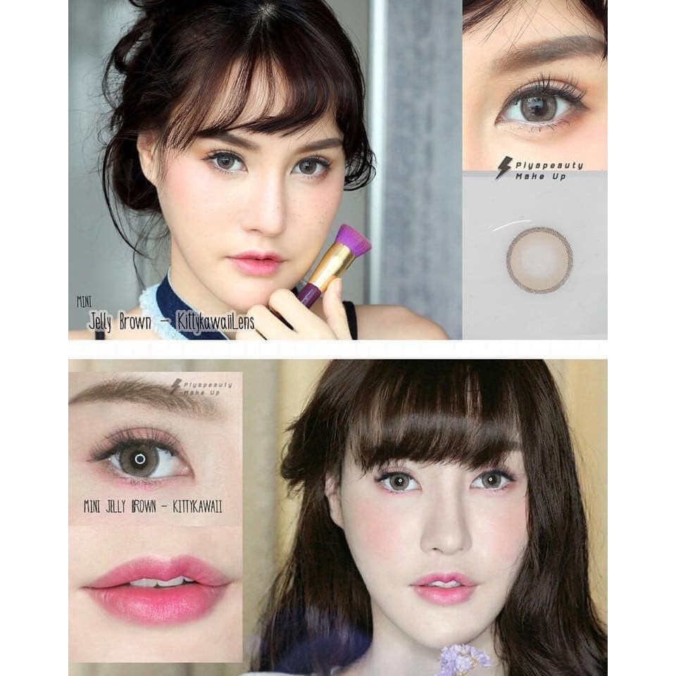 🔥 คอนแทคเลนส์ ❤️Size : S❤️รุ่น Mini jelly (Kittykawaii) สี : Brown / Gray