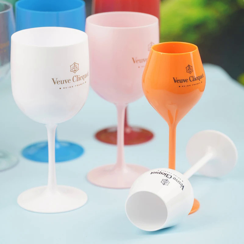 Veuve Clicquot Flutes Glasses Plastic Wine Glasses Dishwasher-safe White Orange Acrylic Champagne Gl