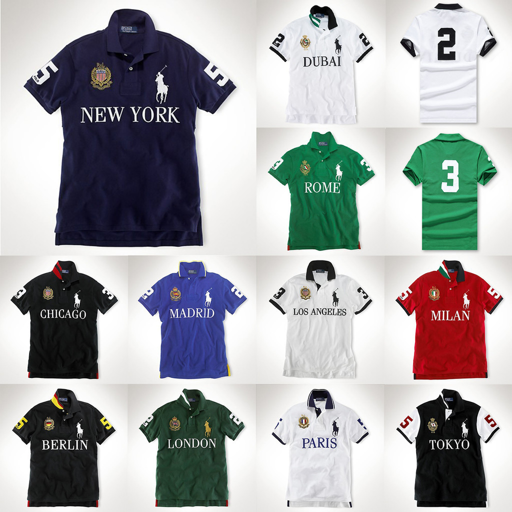 Rl City Series เสื้อโปโลผู้ชายแขนสั้นธุรกิจเสื้อยืดปักลายลําลอง
