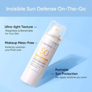 SKINTIFIC Real Protection All Day Light Sunscreen Mist SPF50+ PA++++ 70ml สเปรย์กันแดด.